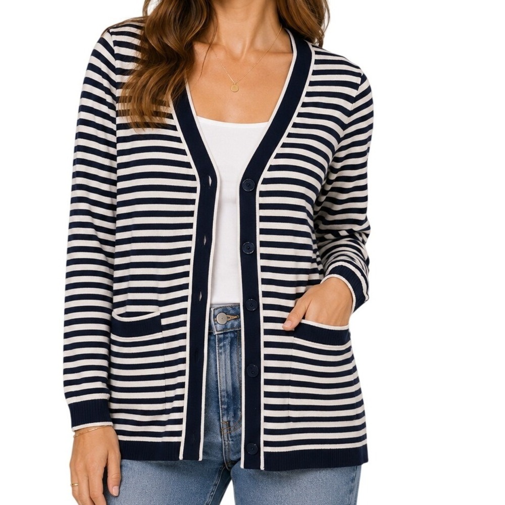 Dokotoo Striped Longline Cardigan Sweater Women's Small